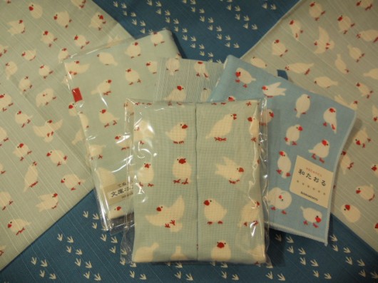 文鳥並べ 小布 文庫本カバー セミウォッシュタオル ティッシュケース