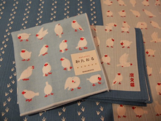 文鳥並べ 小布 セミウォッシュタオル